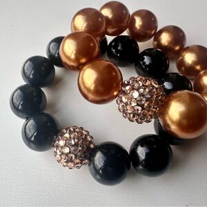 Colorful Luxury Jewelry Beaded Bracelet Set black & Gold
